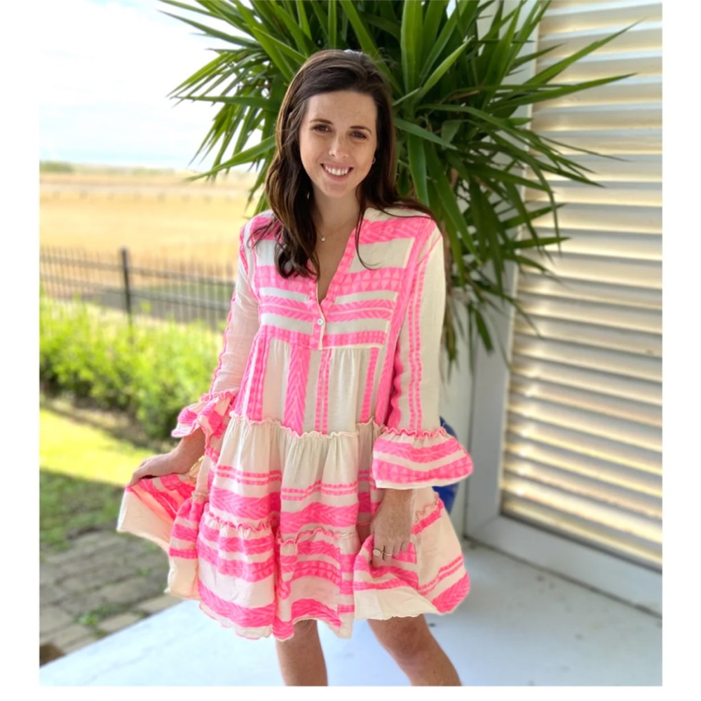 Pink and Cream Women's Dress